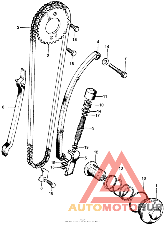 Cam chain tensioner + oil filter screen