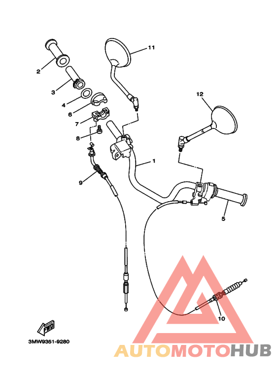 Рулевой рычаг и кабель