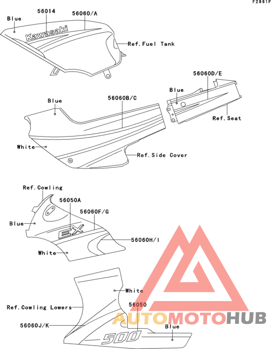 Decals(ex500-a7)(blue/white)