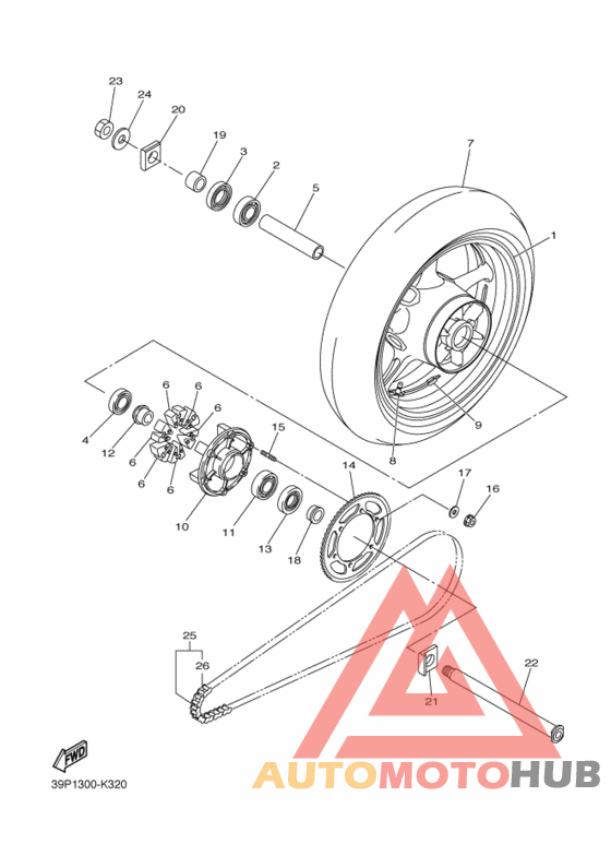 Rear wheel complete assy