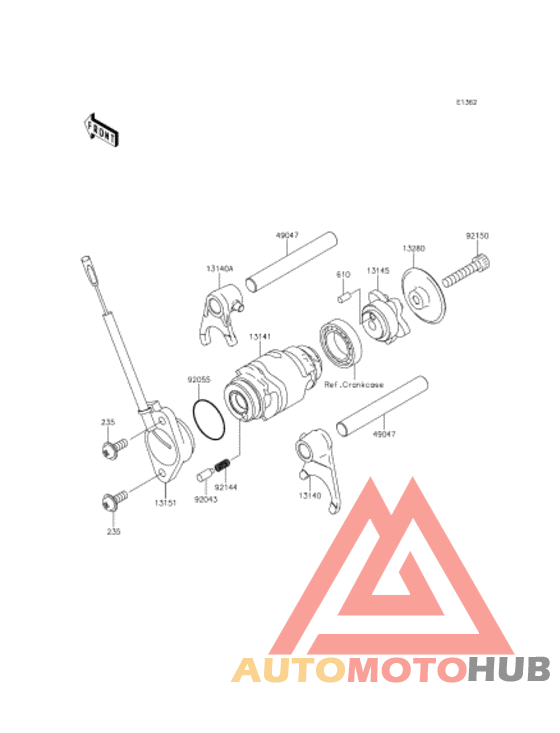 Gear change drum/shift fork