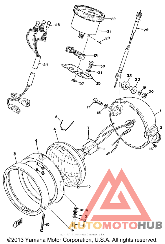 Head lamp speedometer