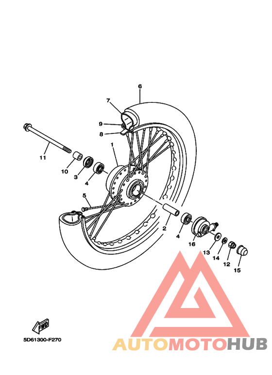 Front wheel for spoke wheel