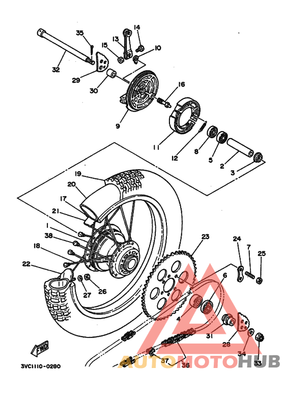 Rear wheel complete assy