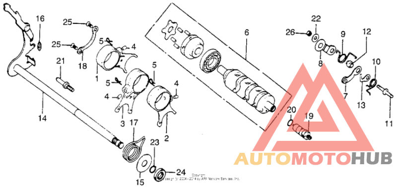 Gearshift fork + drum