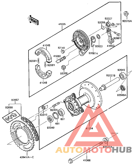 Rear hub/brake/chain