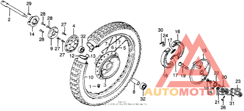 Front wheel + front brake panel