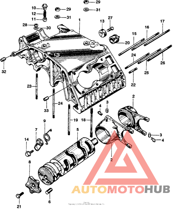 Upper crankcase + shift drum