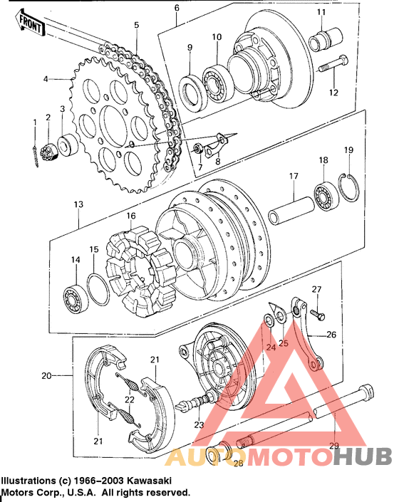 Rear hub/brake/chain