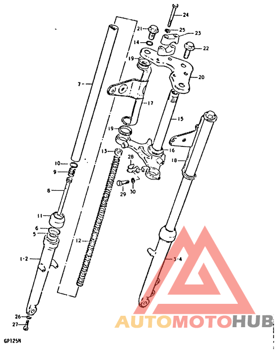 Front fork(gp125c f.no.101265~,gp125uc f.no.101623~