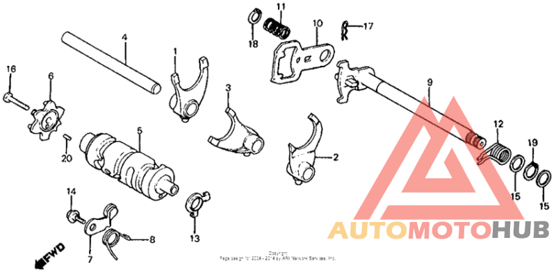 Shift drum + shift fork