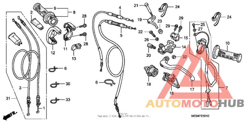 Handle lever + switch + cable ('04-)