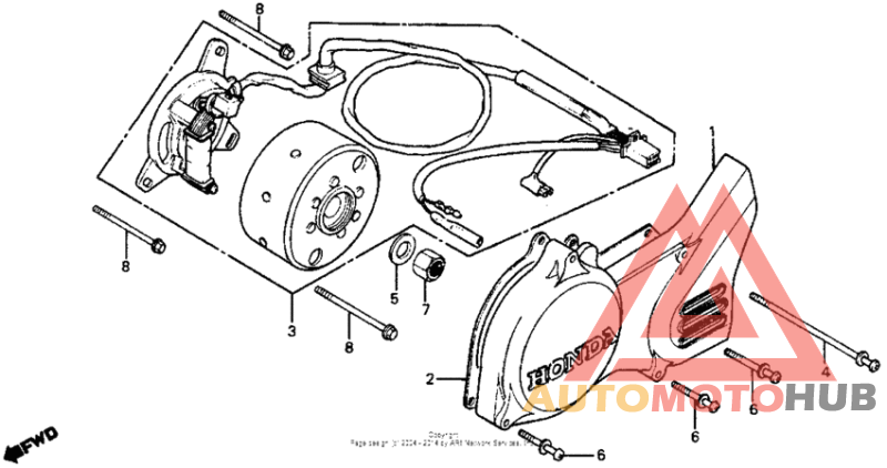 Left crankcase cover + alternator 80-82