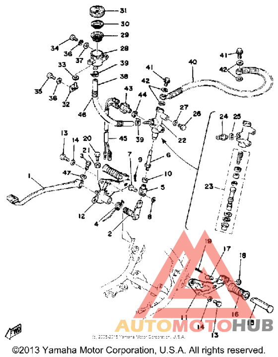Brake pedal master cylinder