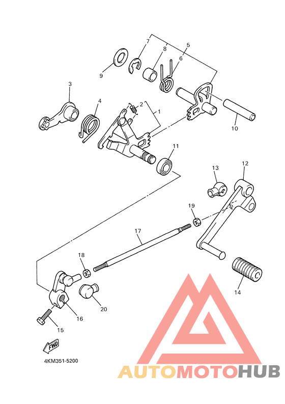 Axe de select. pedale
