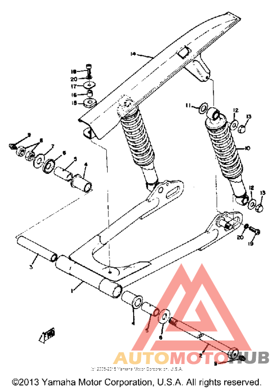 Swing arm rear shocks chain case
