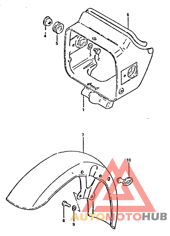 Headlamp housing - front fender