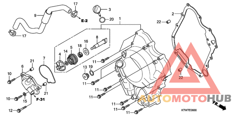 Right crankcase cover/ water pump