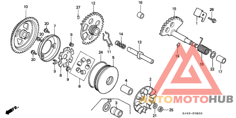 Drive face/kick starter kick starter spindle