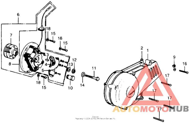 Left crankcase cover + alternator