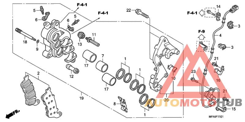 R. front brake caliper