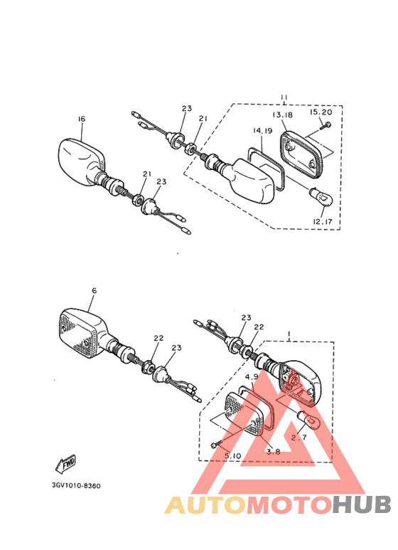 Rear flasher light assy
