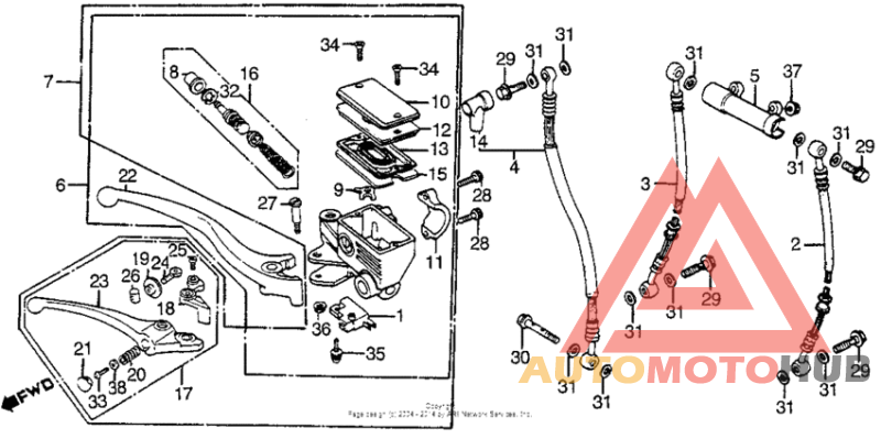 Front brake master cylinder + brake control lever