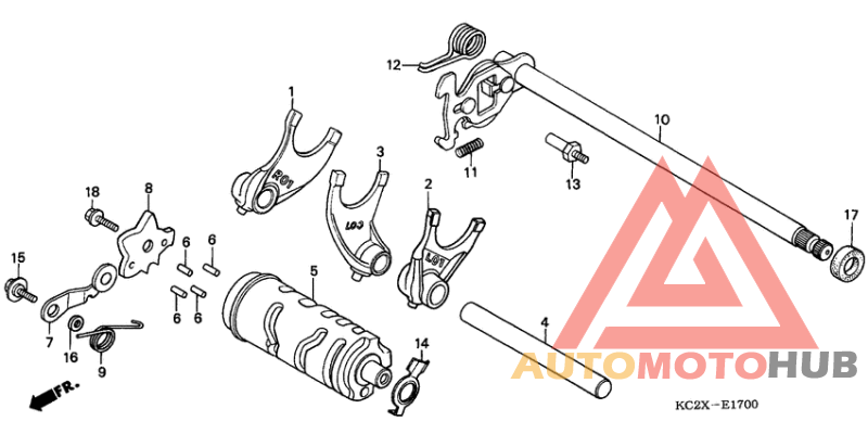 Gearshift fork/ gearshift drum