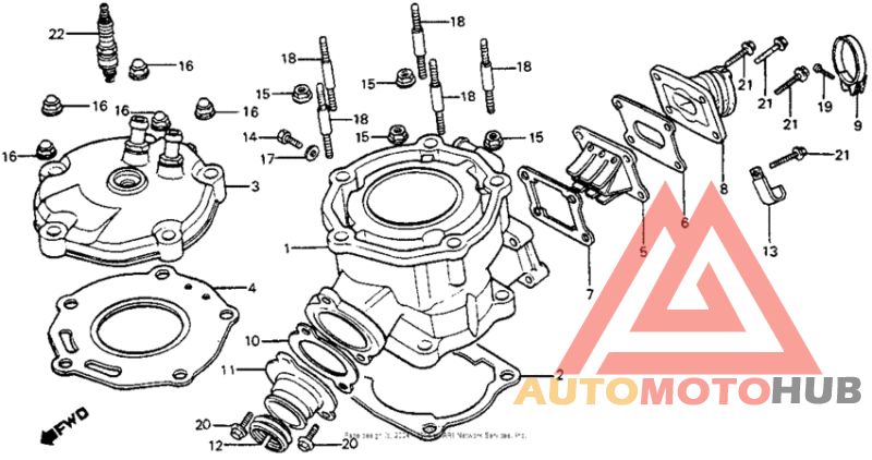 Cylinder head + cylinder + reed valve 83