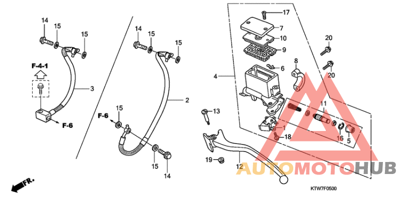 Rr. brake master cylinder