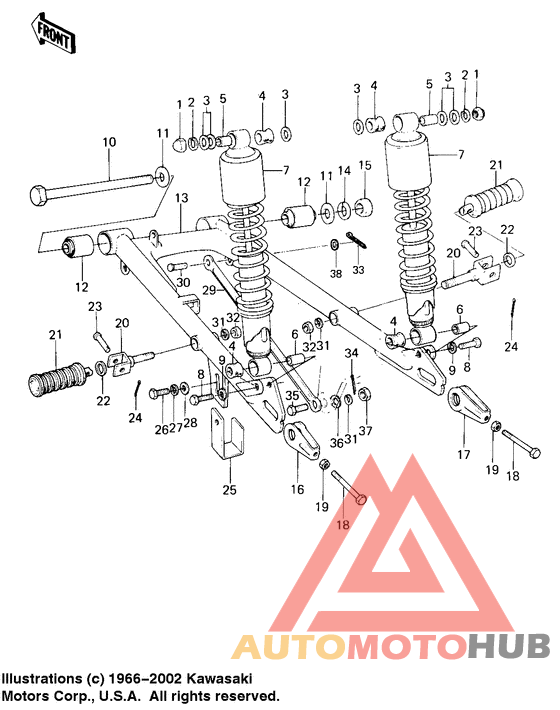 Swing arm/shock absorbers
