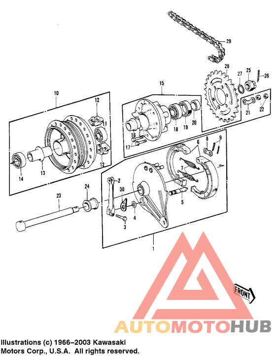 Rear hub/brake/chain