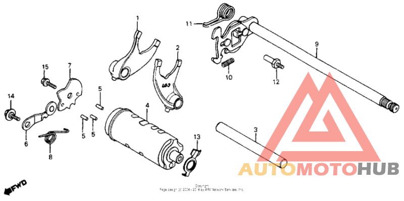 Gearshift drum + shift fork