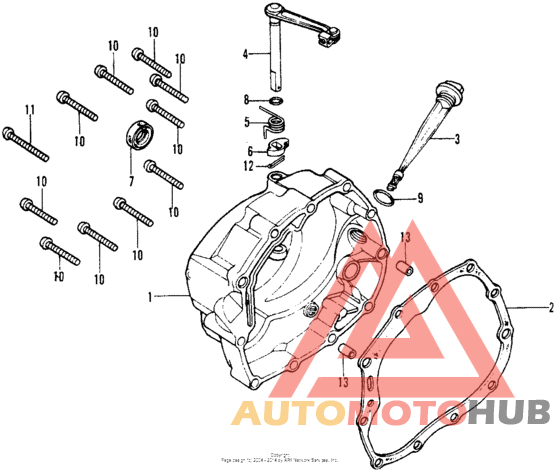 Right crankcase cover + clutch lever 76
