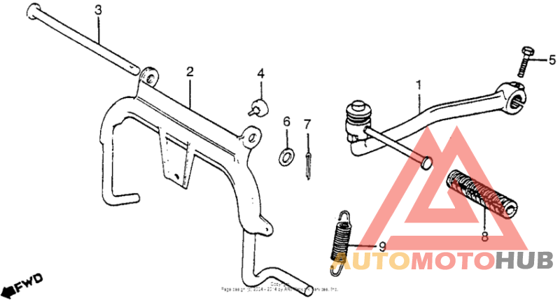 Stand + kick starter arm