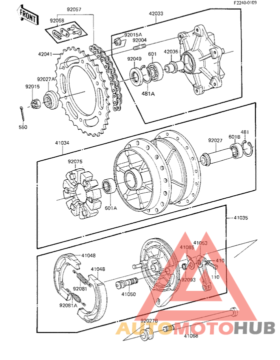 Rear hub/brake/chain