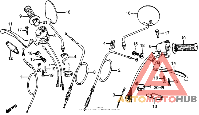 Handle lever + switches + cables