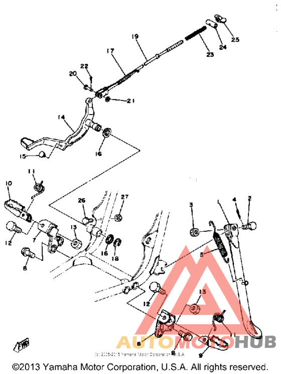 Stand-footrest-brake pedal