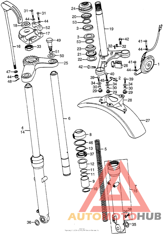 Steering stem + front fender + front fork