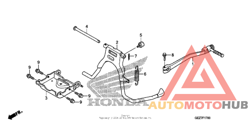 Stand + kick starter arm