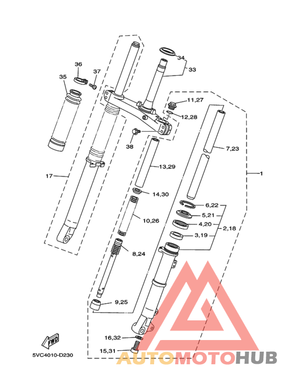 Front fork assy(ur silv