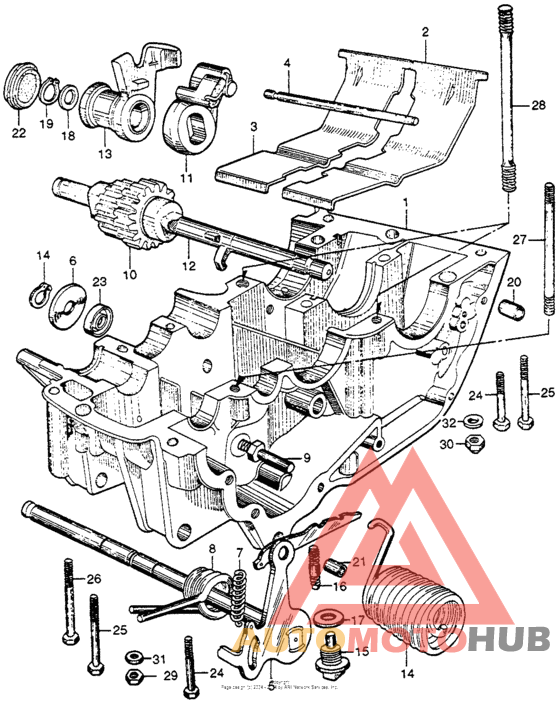 Lower crankcase + kick starter