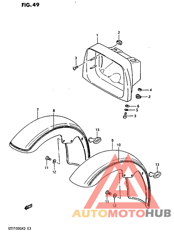 Headlamp housing - front fender