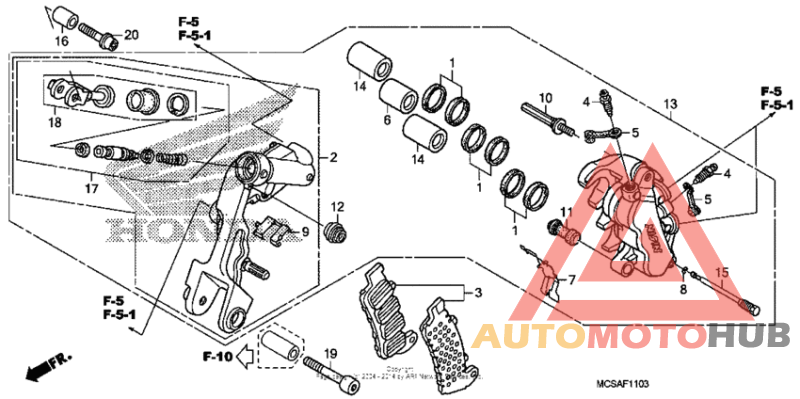 Left front brake caliper ('08-)