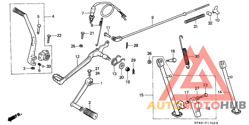 Pedal/kick starter arm