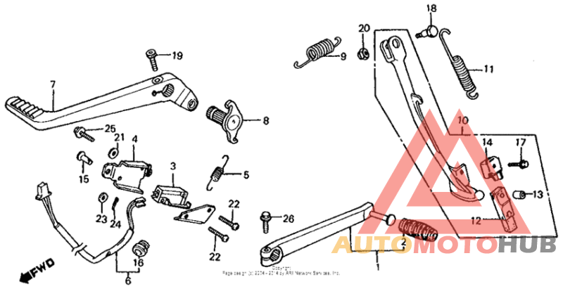 Gearshift pedal + brake pedal + side stand