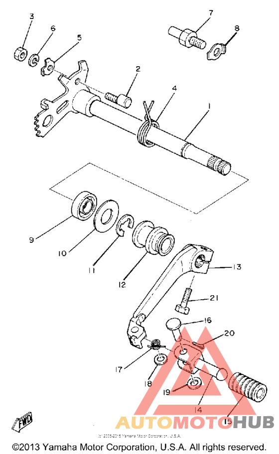 Shift shaft-pedal