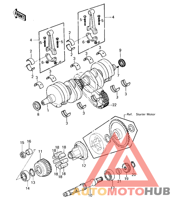 Crankshaft/secondary shaft
