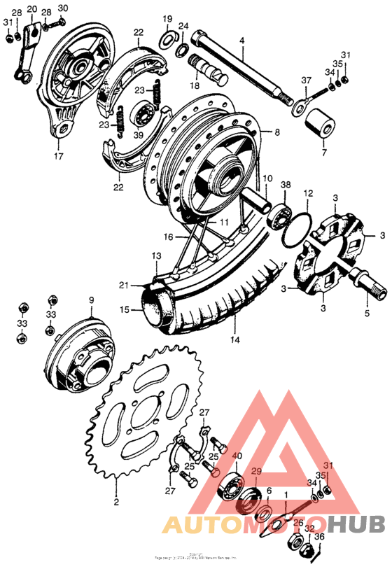 Rear wheel + brake panel