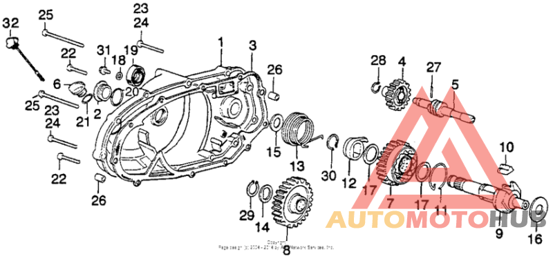 Right crankcase cover + kick starter